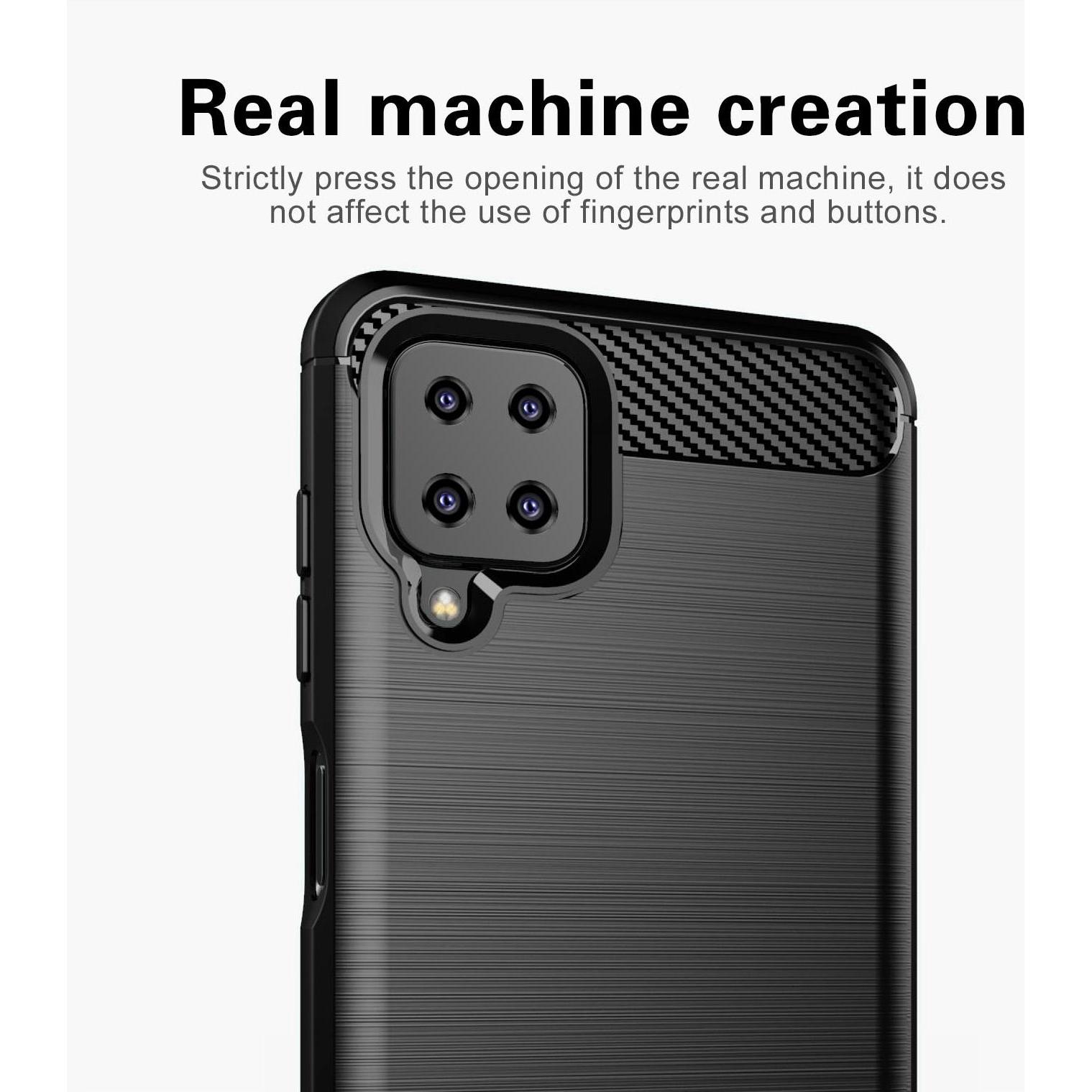 Thumbnail - Cadorabo TPU Ultra Slim carbon edelstahl Kombi Cover (Samsung Galaxy A12), Smartphone Hülle, Schwarz