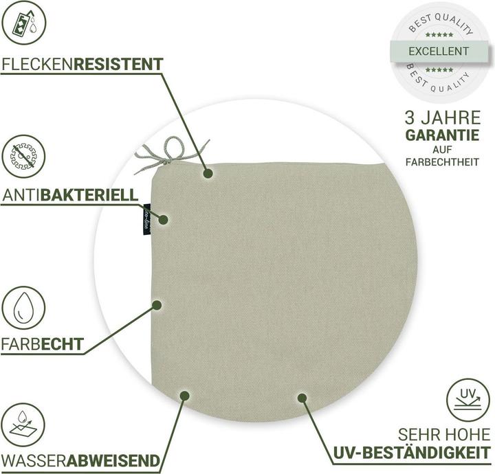 Produktbild Natura Punto Stuhlkissen Outdoor mit Bändchen, 4er Set (40 x 40 cm)