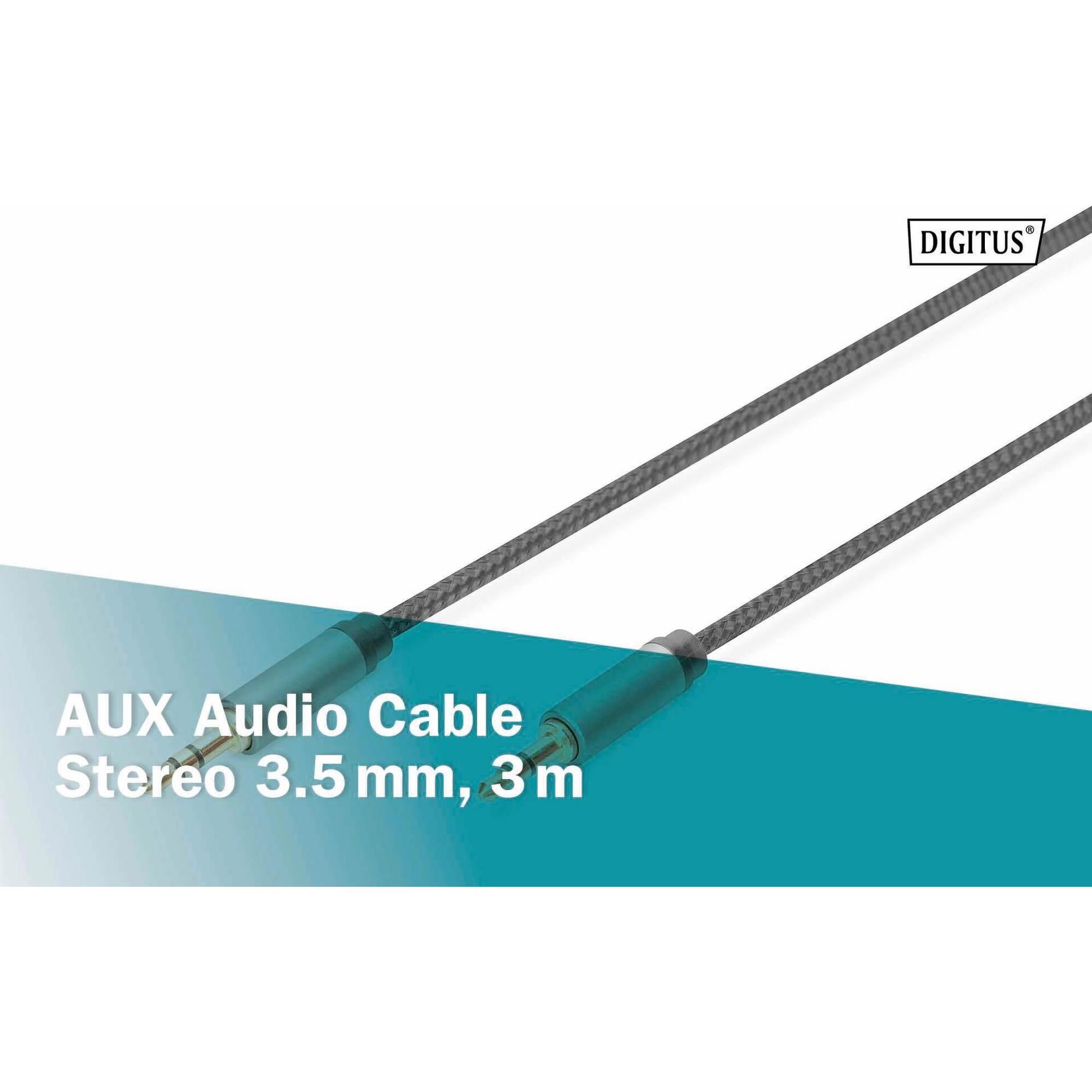 Digitus Audio Anschlusskabel, 3,5 mm Klinke auf 3,5 mm Klinke (3 m), Audio Kabel