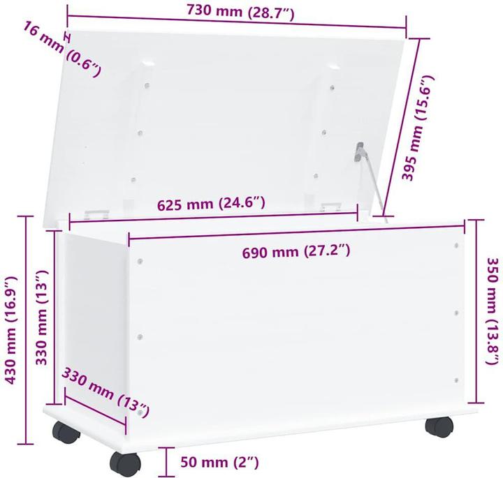 Produktbild vidaXL Truhe (39.50 cm, 70 l, 1x)