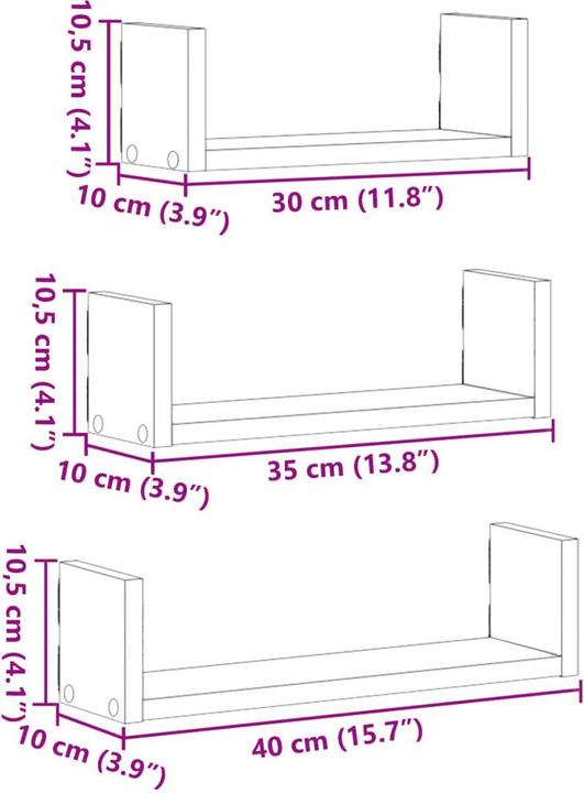 Produktbild VidaXL Wandregal (40 x 10 x 10.5 cm)
