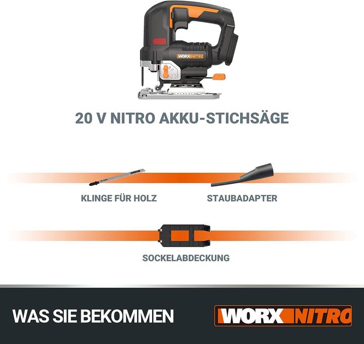 Produktbild Worx Akku-Stichsge WX542.9, ohne Akku und Ladegert