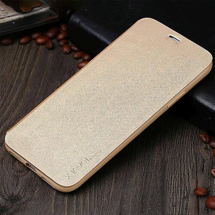 Produktbild X-Level Galaxy A7 2018 - FIBColor Flip Etui, Kunstleder, 360° Rundumschutz, Gold (Samsung Galaxy A7 (2018))