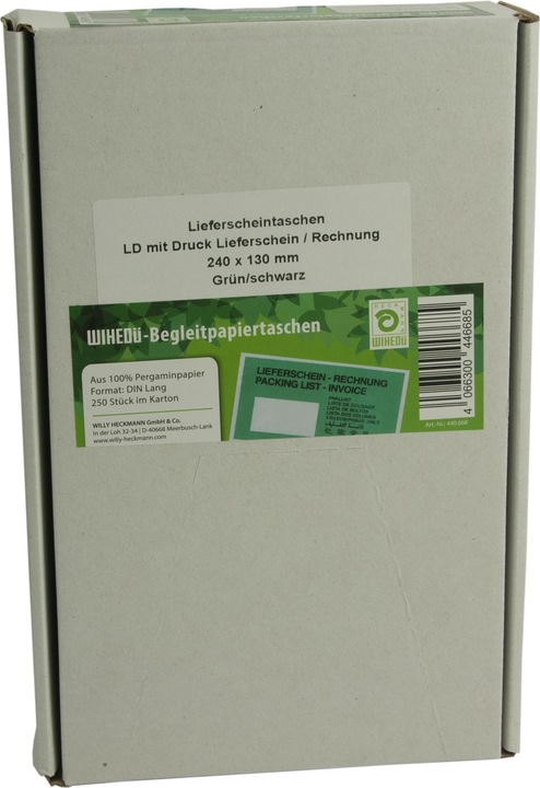 Wihedü 250 delivery note pockets glassine paper DIN long (250 x)