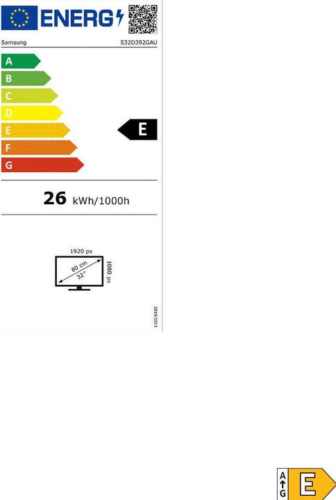Label énergétique Samsung 32"1500R FHD 1920X1080 100HZ VA 4MS (1920 x 1080 pixels, 32")