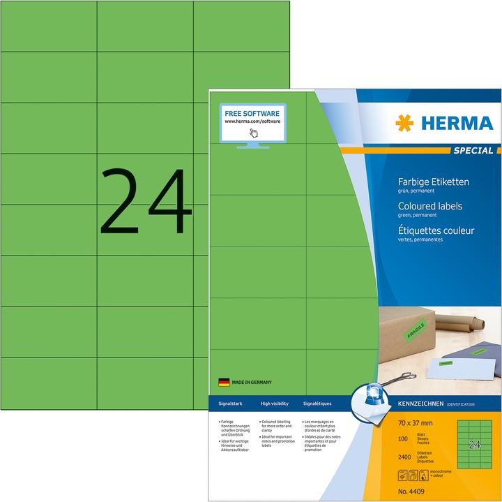 Actual product image HERMA Coloured labels A4