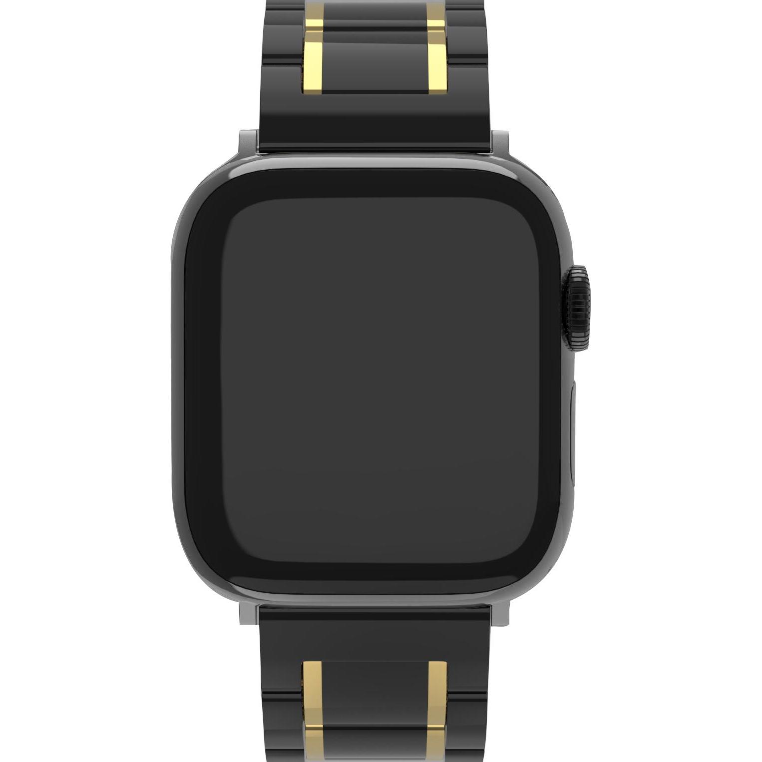 Strap-it Stahlarmband (Edelstahl, Apple Watch), Uhrenarmband, Schwarz, Gold