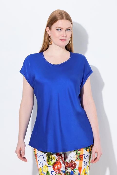 Produktbild Ulla Popken Satinblusenshirt, Classic, Rundhals mit Glitzernaht, ärmellos (50, 52)