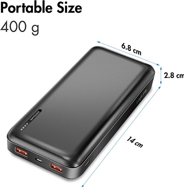 Produktbild LogiLink Powerbank 20.000 mAh, schwarz (20000 mAh, 20 W)