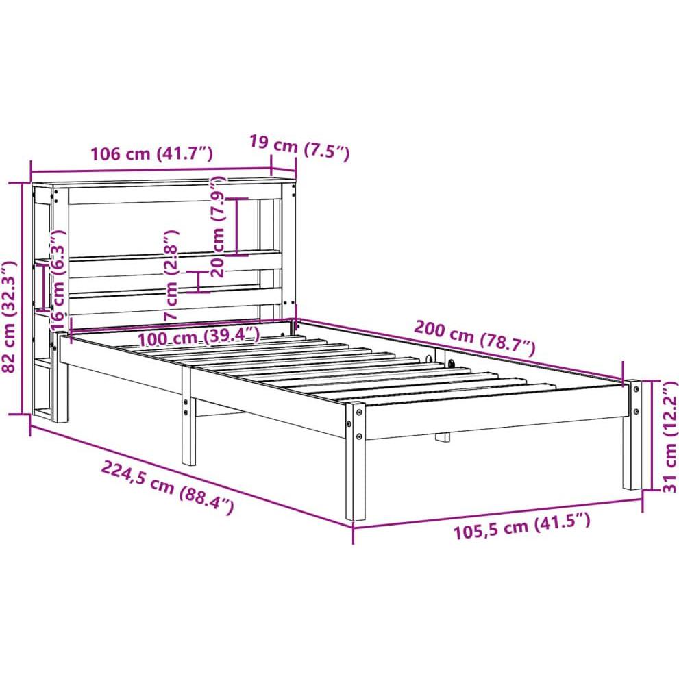 Thumbnail - VidaXL, Bett, Bett ohne Matratze (100 x 200 cm)