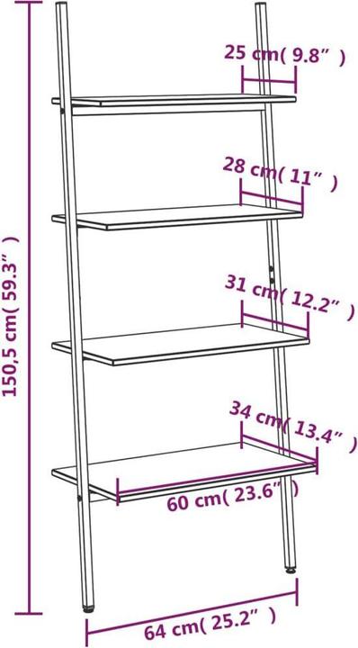 Immagine prodotto vidaXL Anlehnregal (64 x 34 x 150.50 cm)