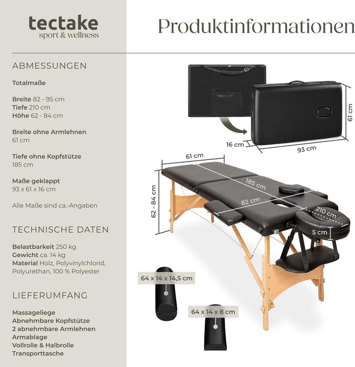 Image du produit tectake Ensemble de table de massage Freddi avec rouleaux de massage