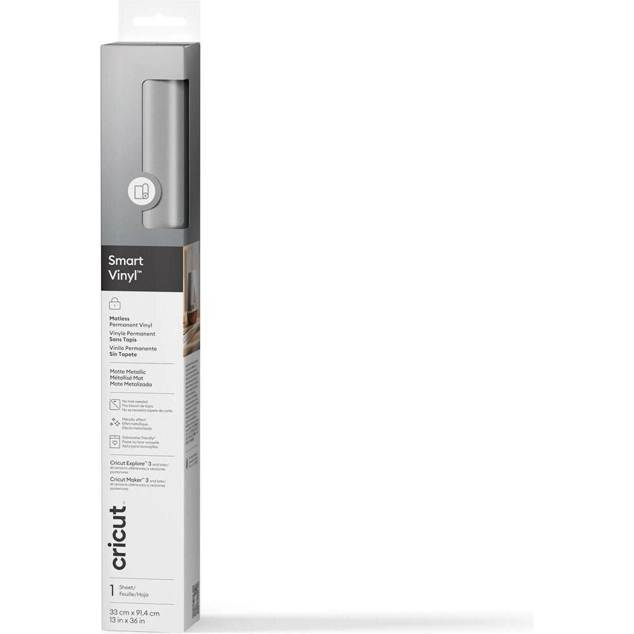 Cricut, Accessori plotter da taglio, Smart Vinyl Permanent 33x91cm 1 sheet Mat Silver (P)