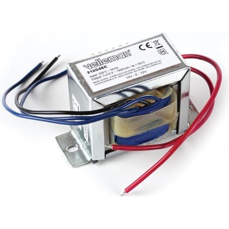 Velleman 212048C Trasformatore Pri: 230V Sec: 2x12V, Trasformatore