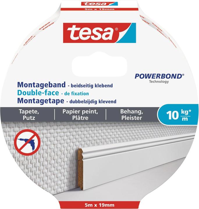 Actual product image tesa assembly tape wallpaper&plaster (19 mm)