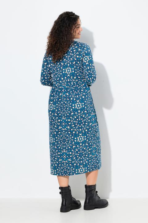 Image du produit Ulla Popken Robe midi en molleton avec fermeture zippée, col rond et manches longues, coupe évasée (42, 44)
