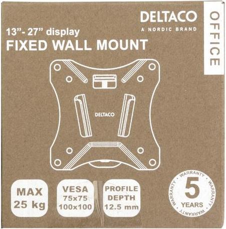 Image du produit Deltaco ARM-0100, 25 kg, 33 cm (13"), 68,6 cm (27"), 75 x 75 mm, 100 x 100 mm, noir (25 kg, 13" - 27")