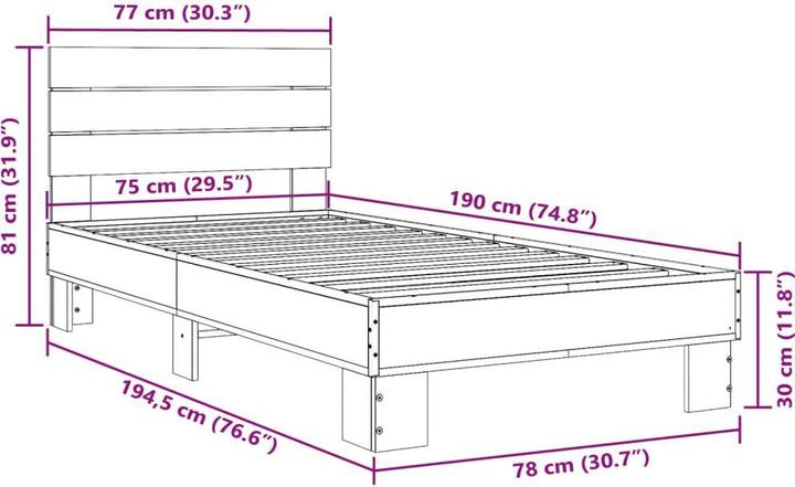 Image du produit vidaXL Bettgestell (75 x 190 cm)
