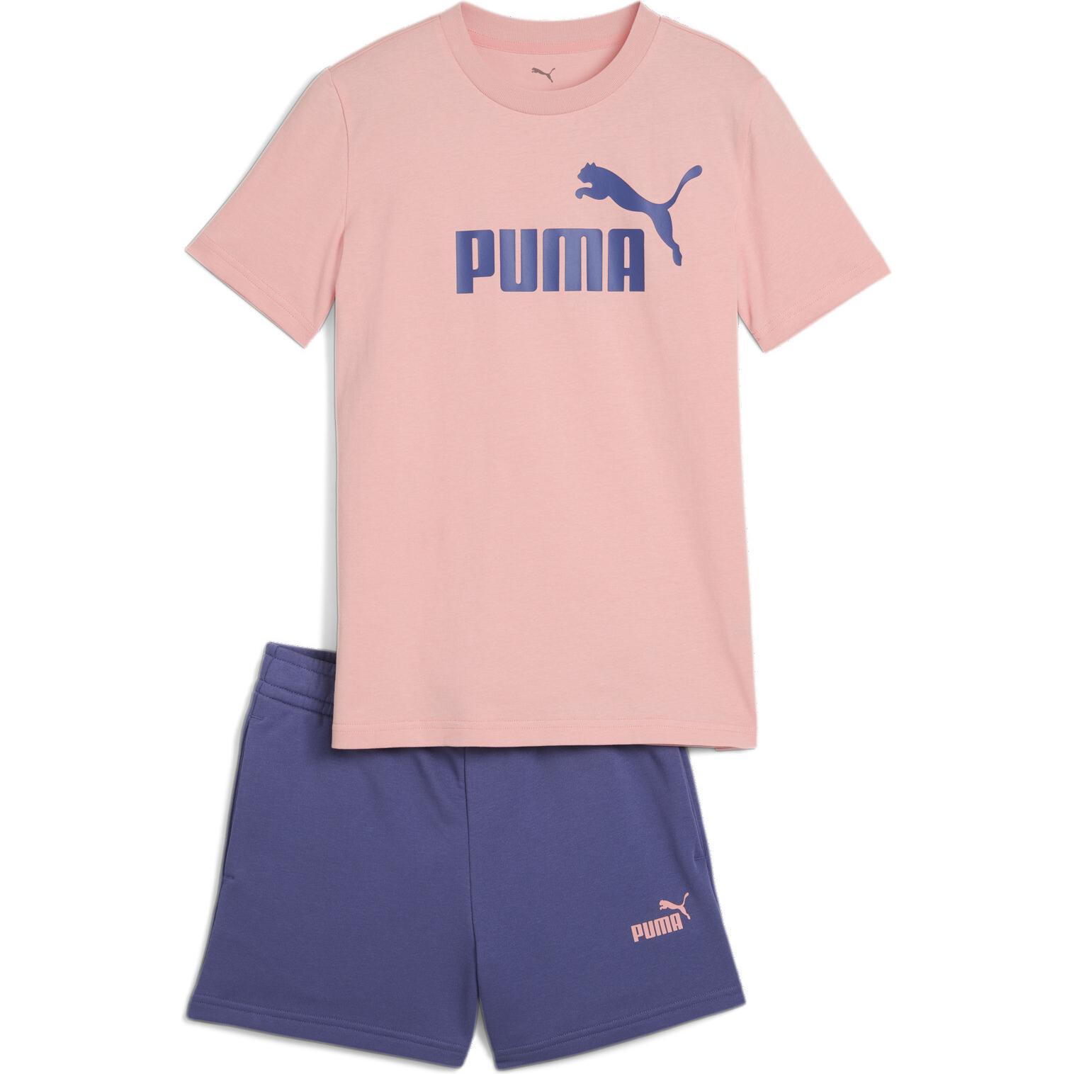 Puma, Damen, Sportshirt, ESS No.1 Logo Tee and Shorts Set G (140), Rosa, 140