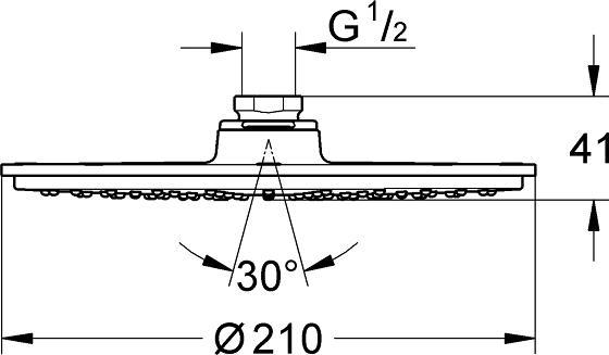 Produktbild Grohe Kopfbrause RAINSHOWER C 210 d= 210mm m Durchfl-konst 9,5 l/min chrom (1 Strahlarten, 8 l/min)