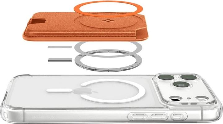 Actual product image Spigen Valentinus Magfit+ Magsafe Universal Magnetic Card Holder Metallic Orange