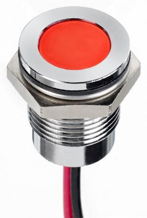 Produktbild RS PRO 14mm flush IP67 sealed chr LED, red 220V