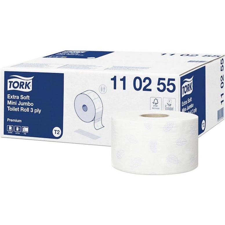 Thumbnail - Tork, Toilettenpapier, Toilettenpapier Mini Jumbo 3-lagig Papier weiss 600 Bl./Rl. 12 Rl./Pack. (12 x)