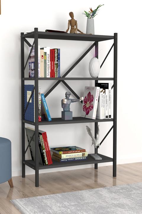Actual product image VCM Wood Metal Storage Stand Shelf Bookcase Decorative Books Stand Shelf Insasi 4 (66 x 34 x 121 cm)