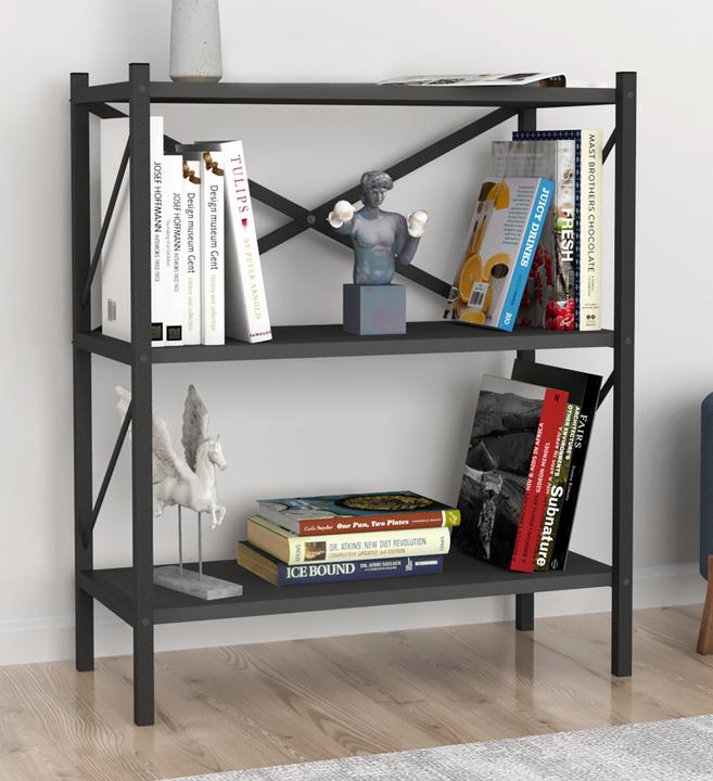 Actual product image VCM Wood Metal Storage Stand Shelf Bookcase Decorative Books Stand Shelf Insasi 2 (66 x 34 x 85 cm)