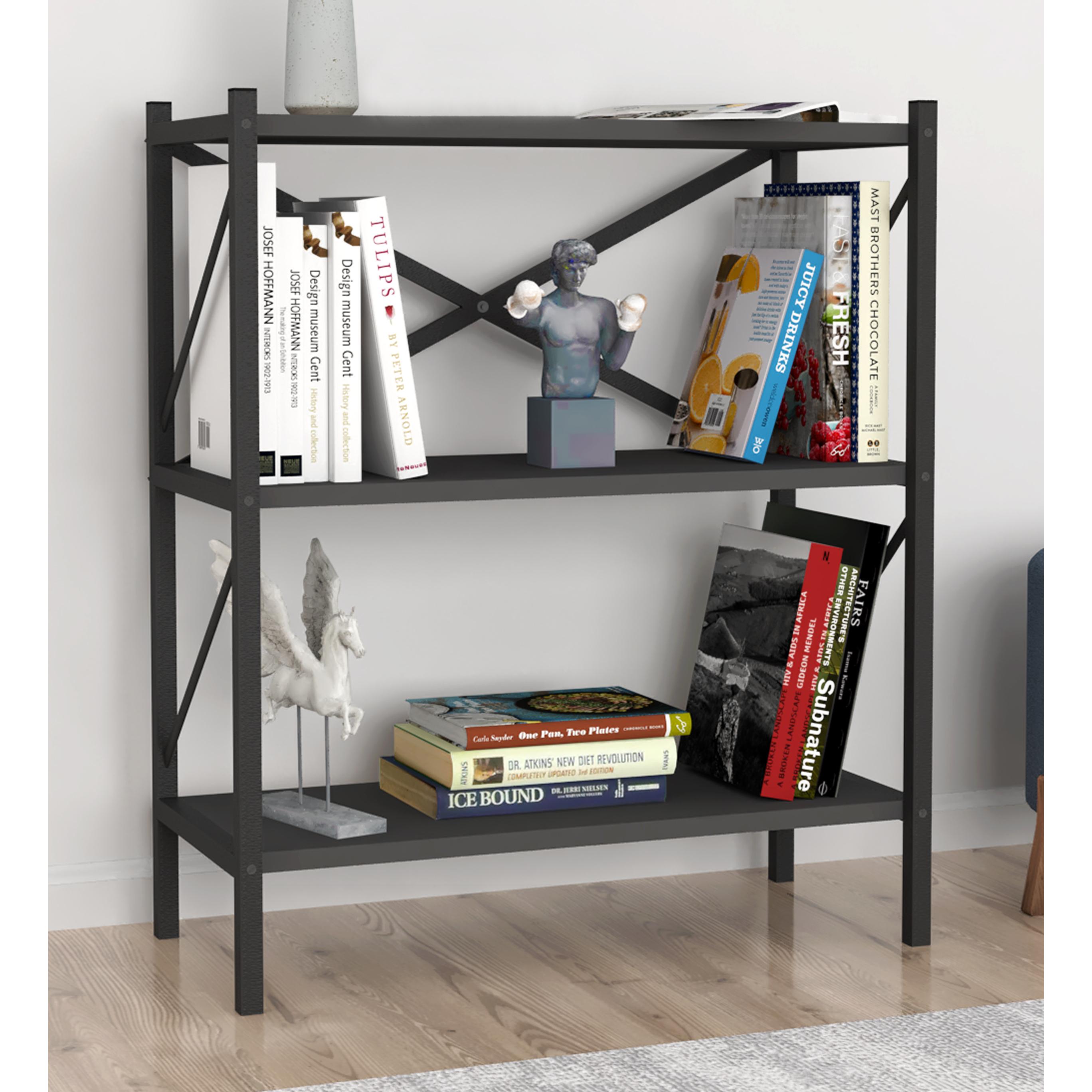 Thumbnail - VCM, Regal, Holz Metall Aufbewahrung Stand Regal Bücherregal Deko Bücher Standregal Insasi 2 (66 x 34 x 85 cm)