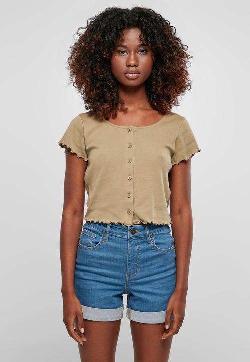 Produktbild Urban Classics Ladies Cropped Button Up Rib Tee - 12114 (4XL)