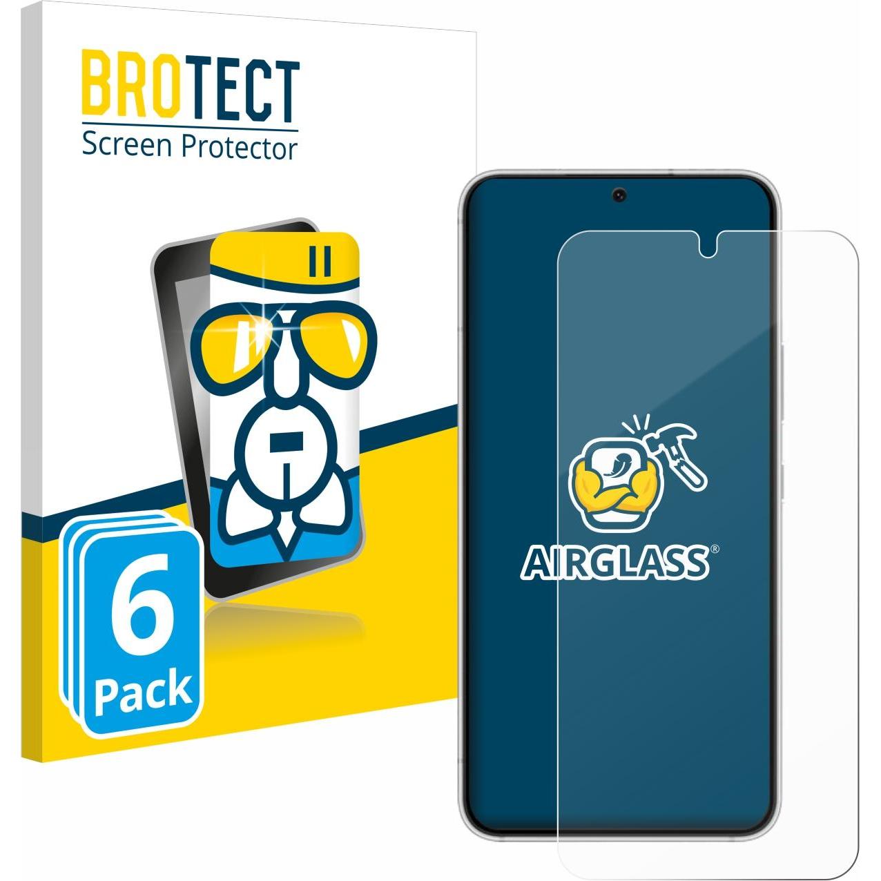 BROTECT AirGlass Panzerglasfolie (6 Stück, Samsung Galaxy S21), Smartphone Schutzfolie, Transparent