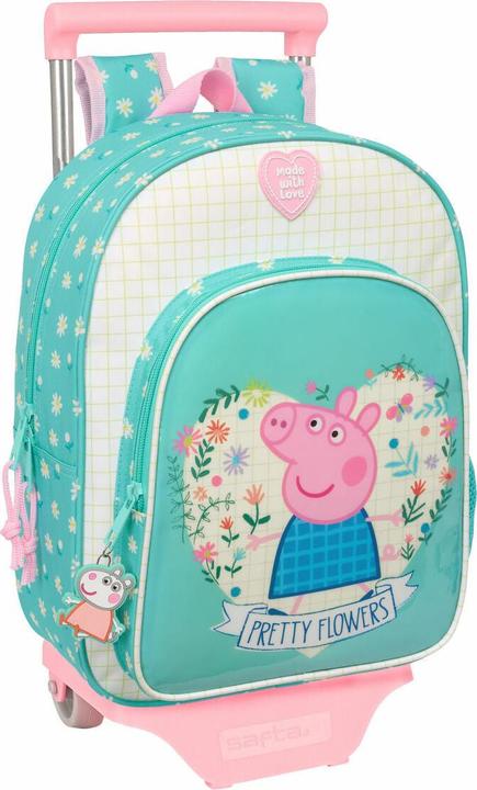 Actual product image Peppa Pig School Rucksack with Wheels Pretty flowers Yellow Mint 26 x 11 x 67 cm 26 x 34 x 11 cm (26 l)