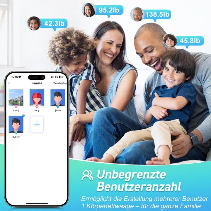 Immagine prodotto Insmart Smart Personenwaage mit App & Bluetooth (227 kg)