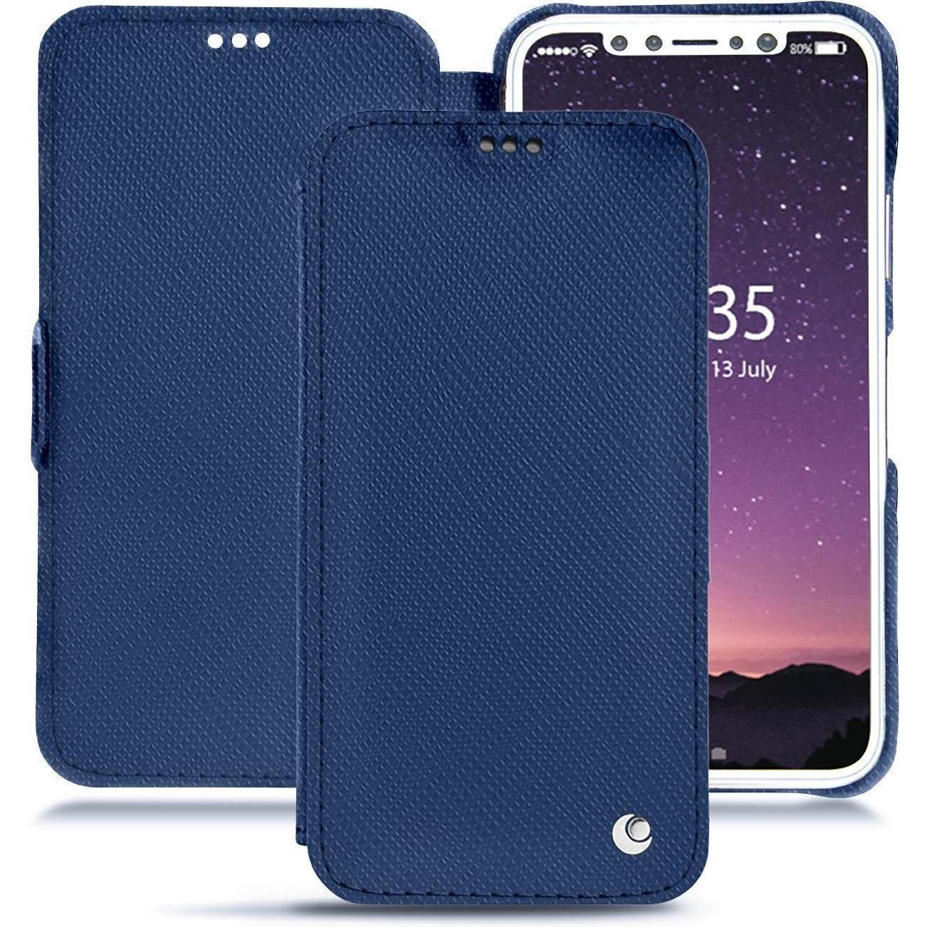 Noreve Lederschutzhülle horizontal (Apple iPhone XS), Smartphone Hülle, Blau
