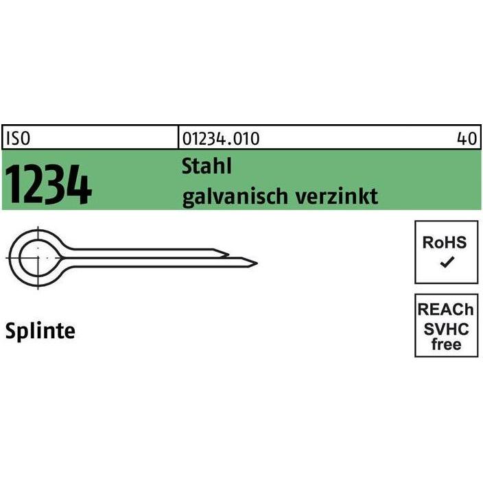 Meissel, Splinte DIN 94/ISO 1234 1 x 8 Stahl galvanisch verzinkt