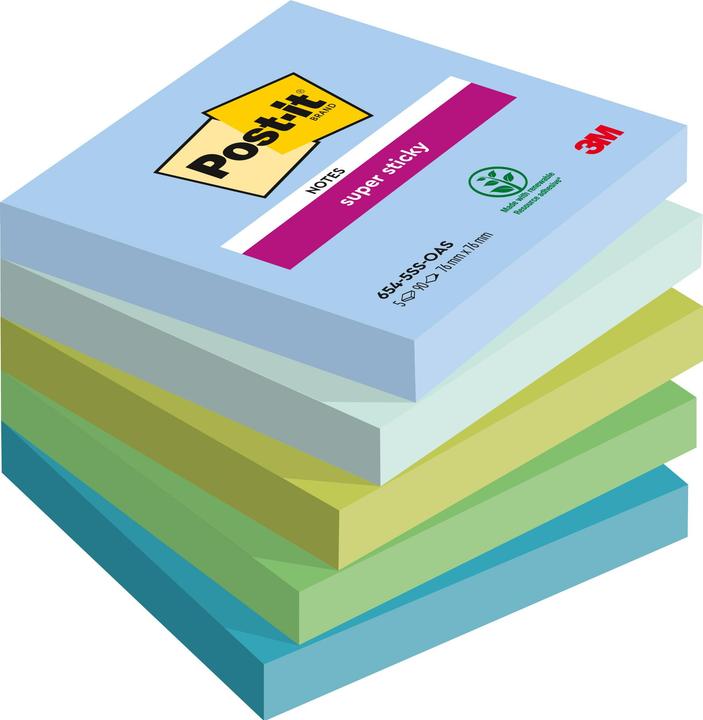 Actual product image 3M Super Sticky Notes Oasis Collection (76 x 76 mm)