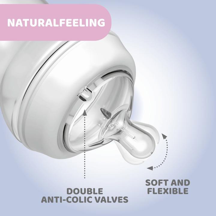 Productafbeelding Chicco Babyfles NATURAL FEELING PP Teat Silicone Fast Flow BLUE 6m+ (330 ml)