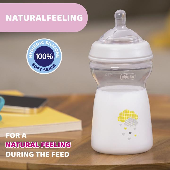 Productafbeelding Chicco Babyfles NATURAL FEELING PP Teat Silicone Fast Flow BLUE 6m+ (330 ml)