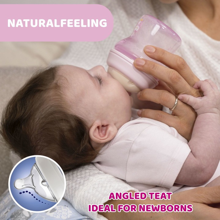 Actual product image Chicco Baby Bottle NATURAL FEELING Glass Teat Silicone Slow Flow UNI 0m+ (150 ml)