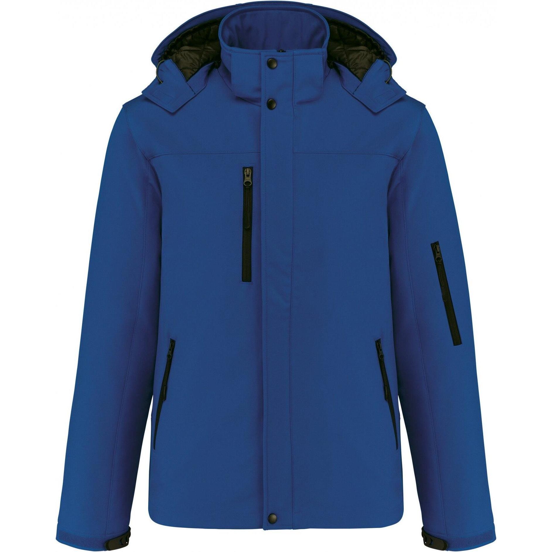 Kariban, Herren, Jacke, Fleece-gefütterte Softshelljacke mit Kapuze (XL), Blau, XL