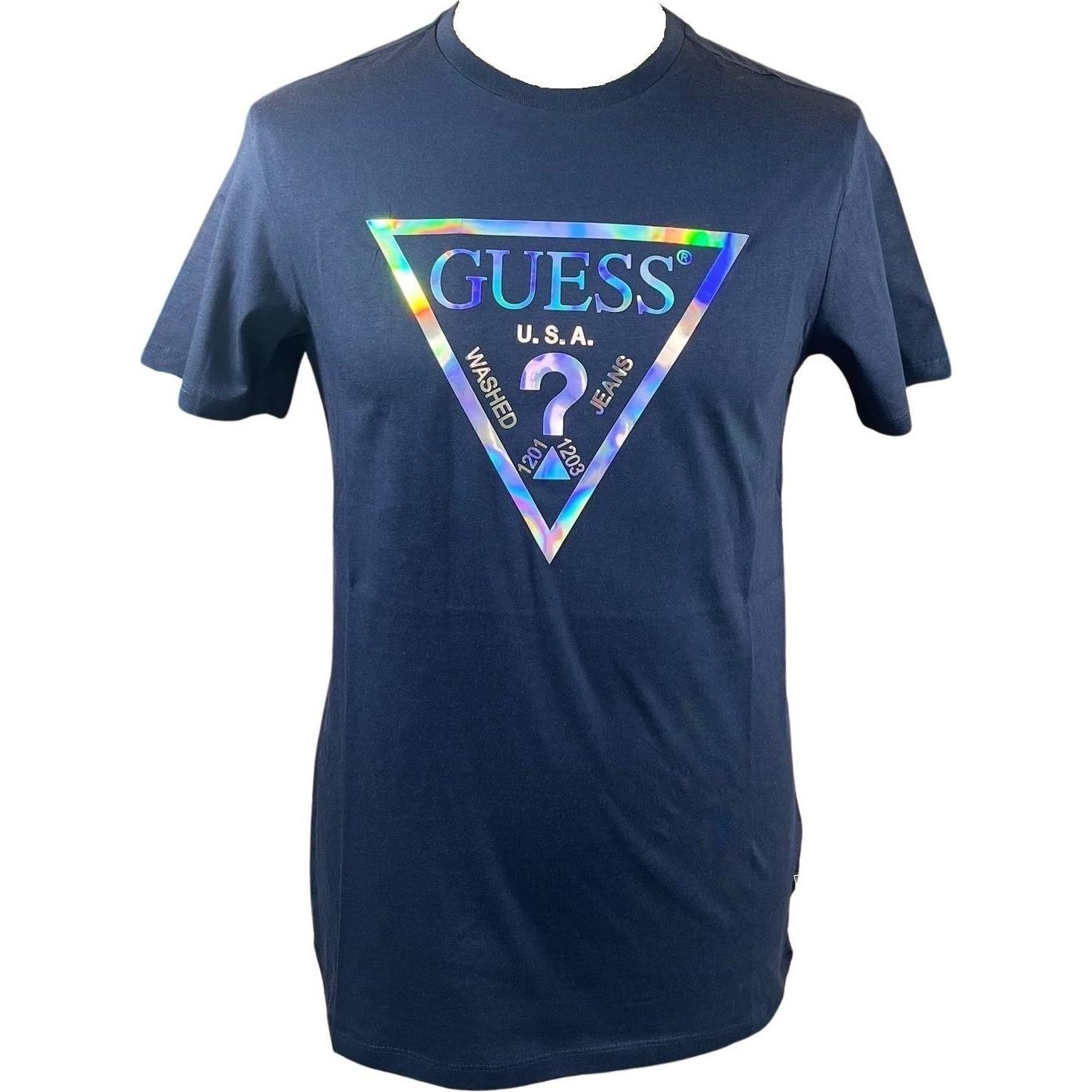 Guess, Herren, Shirt, t-shirt, Blau, (XL)