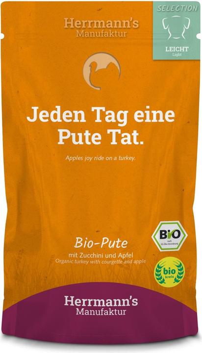 Produktbild Herrmanns Nassfutter Leicht Bio Pute mit Zucchini und Apfel (Senior, Adult, Junior, 1 Stk., 150 g)