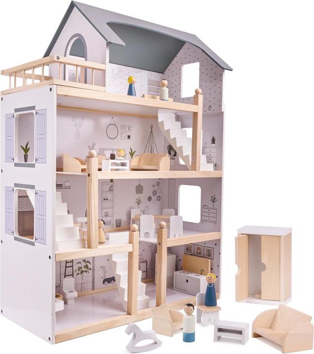 Produktbild Ikonka Puppenhaus aus Holz + Möbel