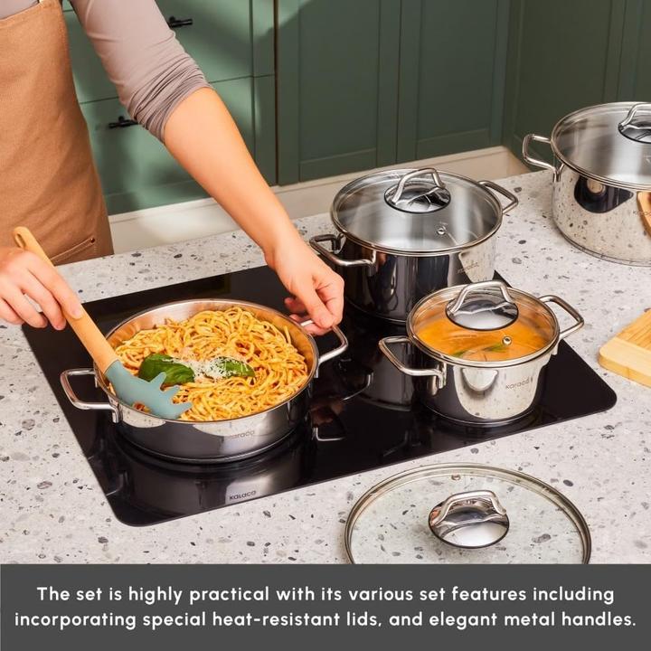 Actual product image Karaca Belgrade 15-Piece Stainless Steel Wedding Set with Teapot (Pot, Stainless steel)