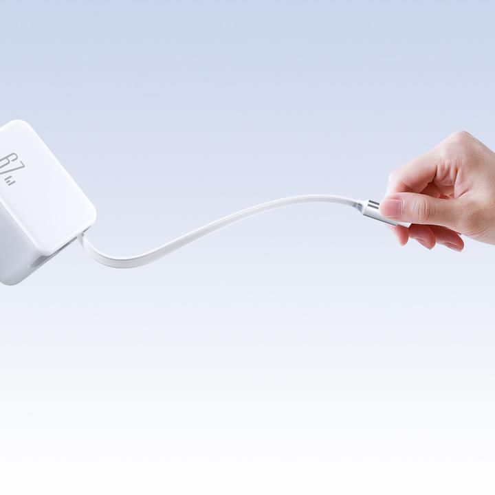 Productafbeelding Joyroom GaN USB-C Charger with Retractable Cable 67W - White (67 W)