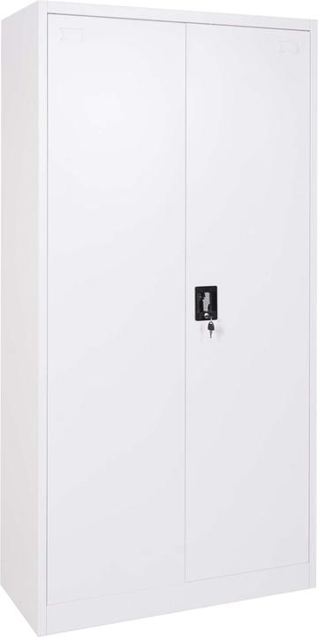 Mendler Armadio per archiviazione, armadio in acciaio Armadio per ufficio, 2 ante 185x90cm bianco (185 x 90 x 40 cm)