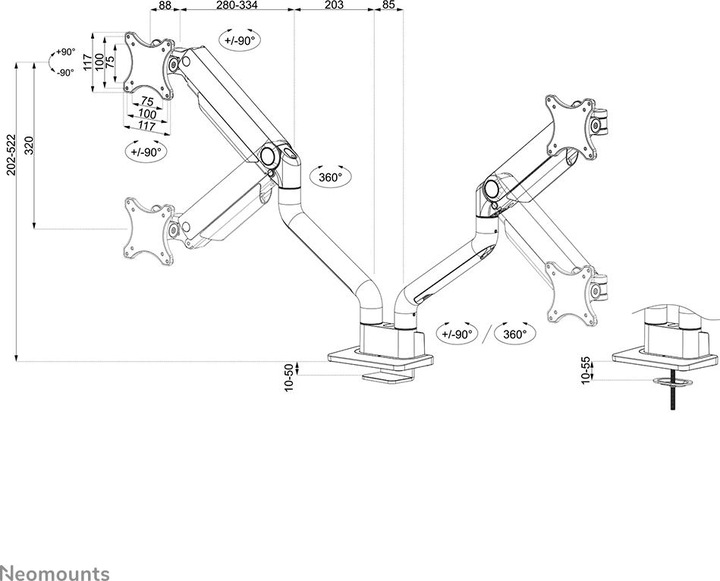 Actual product image Neomounts Select Desk Mount, double disp (Table, 35")