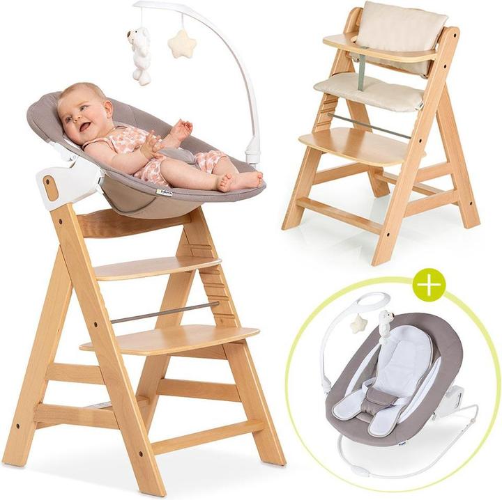 Actual product image Hauck Highchairs Alpha Plus Nature Newborn Set Deluxe - 4-piece highchair (Stair high chair)