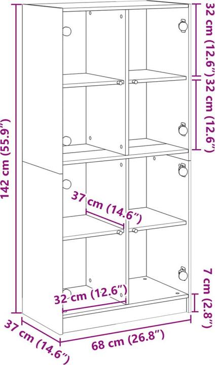 Image du produit vidaXL Highboard (68 x 37 x 142 cm)